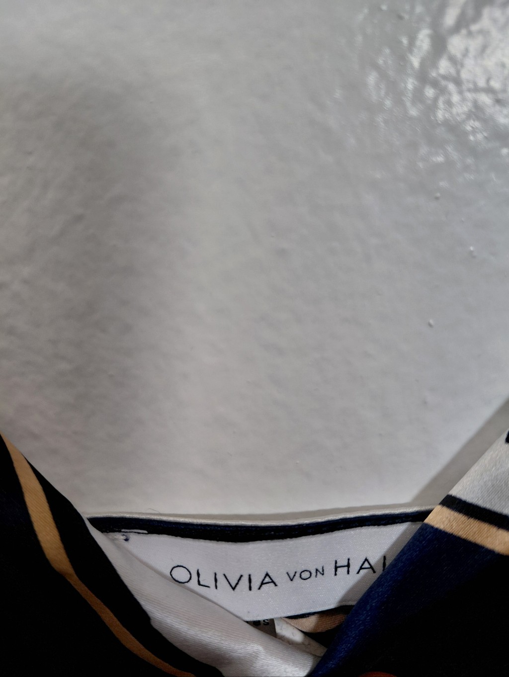 Olivia Von Halle Navy Horse-Print Slip Dress — image 5 of 6